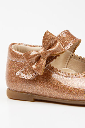 Paqpa Doria Kız Bebek Soft Tabanlı Bronz Simli Rugan Babet AB1001-14