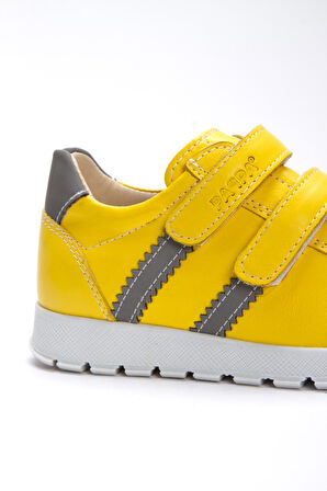 Paqpa Elba Çocuk Sarı Deri Spor Ayakkabı Reflektörlü W400-08