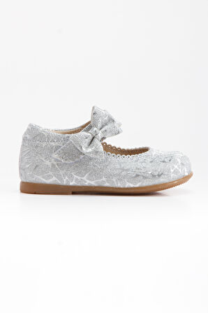 Paqpa Doria Kız Bebek Soft Tabanlı Gümüş Desenli Babet AB1001-16