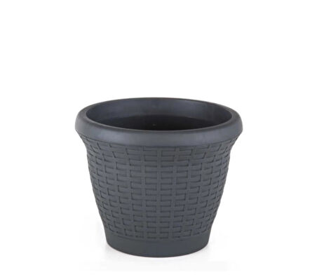 Omnipazar SO-HS05 Plastik Hasır Desenli Dekoratif Saksı 25 Litre No 5