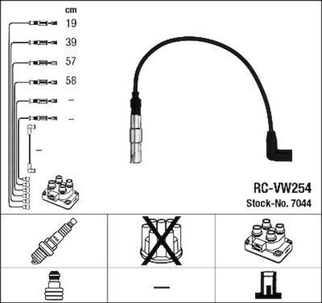 NGK RC-VW254 ATEŞLEME KABLOSU VAG SARI KUTU ALZ BSE BGU BFQ MOTOR