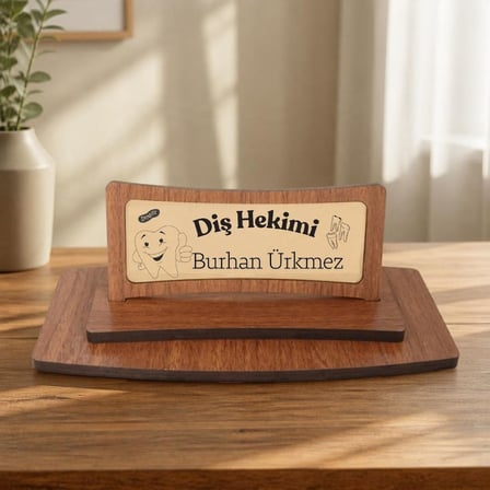 Diş Hekimine Hediye Kişiye Özel Ahşap Masa İsimliği - Diş Hekimi İsimlik