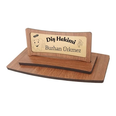 Diş Hekimine Hediye Kişiye Özel Ahşap Masa İsimliği - Diş Hekimi İsimlik
