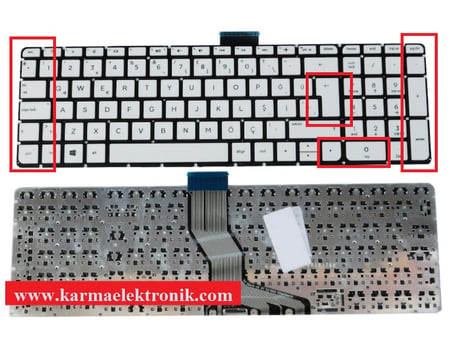 Hp 15-AB, 15-AK Notebook Klavyesi, Laptop Tuş Takımı (Beyaz TR) / Büyük Enter'lı