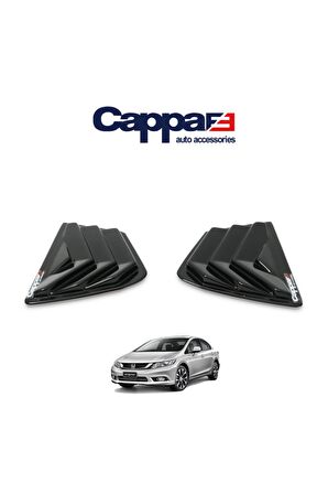 Honda Civic Kelebek Cam Kaplama Vizör Jaluzi Panjur Akrilik Abs Parlak Siyah 2012-2016