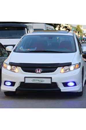 Honda Civic 9 Ön Kaput Koruma Rüzgarlığı 3mm Akrilik (ABS) Parlak Siyah Deflektör 2012-2016