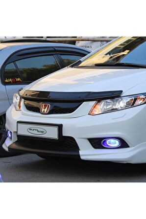 Honda Civic 9 Ön Kaput Koruma Rüzgarlığı 3mm Akrilik (ABS) Parlak Siyah Deflektör 2012-2016