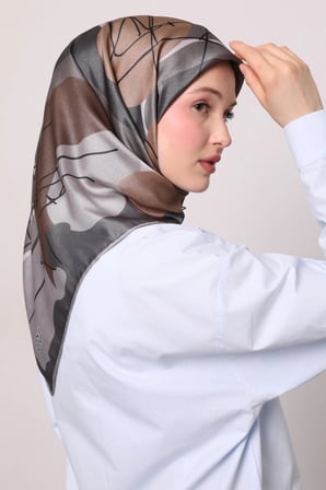 Levidor Kristal Eşarp Asimetrik Desen Gri