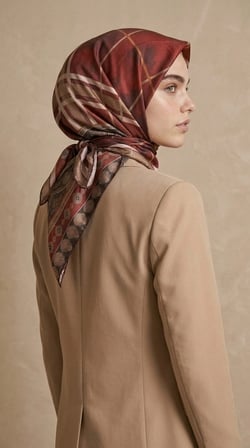 Levidor Kristal Eşarp Ekose Eşarp Bordo