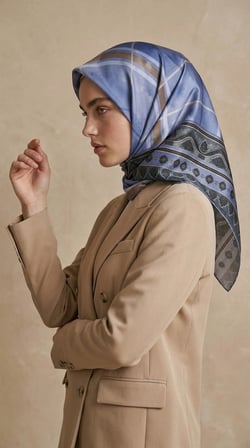 Levidor Kristal Eşarp Ekose Eşarp Lacivert