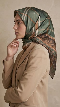 Levidor Kristal Eşarp Ekose Eşarp Zümrüt