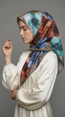 Levidor Kristal Eşarp Zambak Desen Siyah Vizon