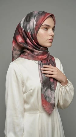 Levidor Kristal Eşarp Zambak Desen Mürdüm