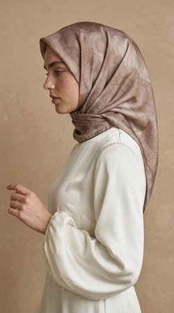 Levidor Kristal Eşarp Bulut Düşü Desen Pudra Vizon
