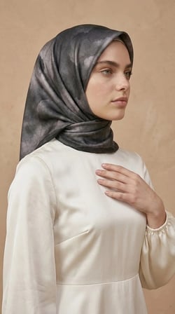 Levidor Kristal Eşarp Bulut Düşü Desen Siyah
