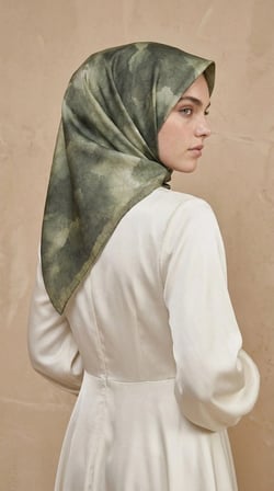 Levidor Kristal Eşarp Bulut Düşü Desen Yağ Yeşil