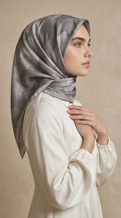Levidor Kristal Eşarp Bulut Düşü Desen Gri
