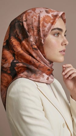 Levidor Kristal Eşarp Gül Degrade Desen Tarçın
