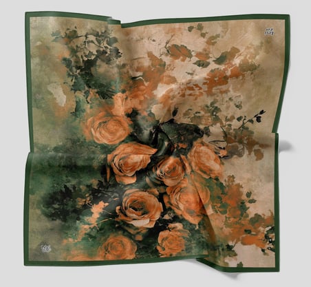 Levidor Kristal Eşarp Gül Degrade Desen Zümrüt