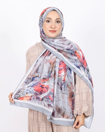 Luissa Bambu Kraş Şal Pastel Desen Gri