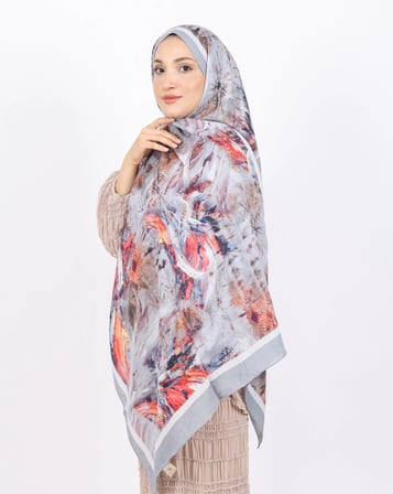 Luissa Bambu Kraş Şal Pastel Desen Gri