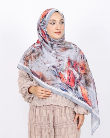 Luissa Bambu Kraş Şal Pastel Desen Gri