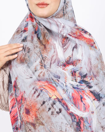 Luissa Bambu Kraş Şal Pastel Desen Gri