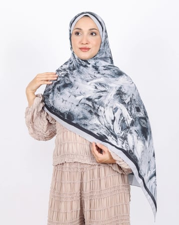 Luissa Bambu Kraş Şal Pastel Desen Siyah Gri