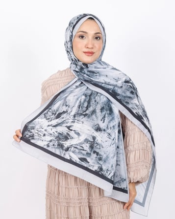 Luissa Bambu Kraş Şal Pastel Desen Siyah Gri