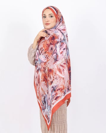 Luissa Bambu Kraş Şal Pastel Desen Kiremit