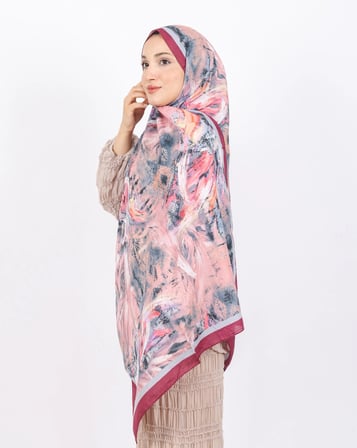 Luissa Bambu Kraş Şal Pastel Desen Bordo