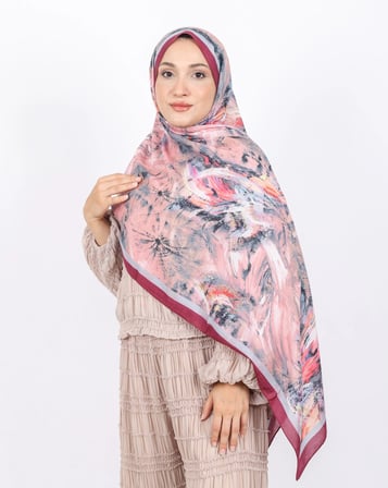 Luissa Bambu Kraş Şal Pastel Desen Bordo