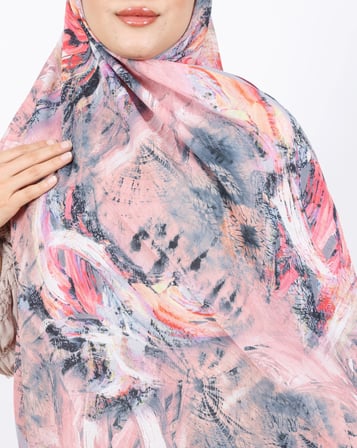 Luissa Bambu Kraş Şal Pastel Desen Bordo