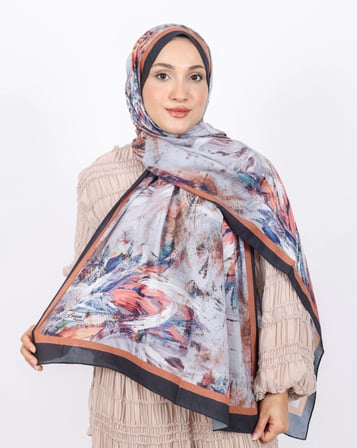 Luissa Bambu Kraş Şal Pastel Desen Siyah