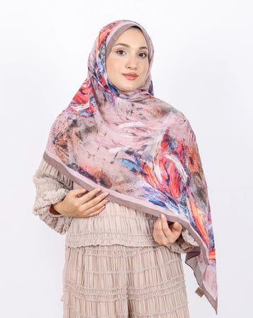 Luissa Bambu Kraş Şal Pastel Desen Vizon