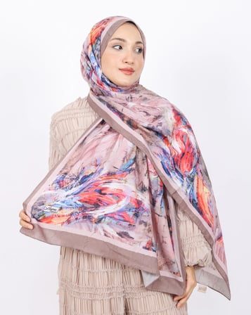 Luissa Bambu Kraş Şal Pastel Desen Vizon