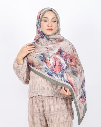 Luissa Bambu Kraş Şal Pastel Desen Haki