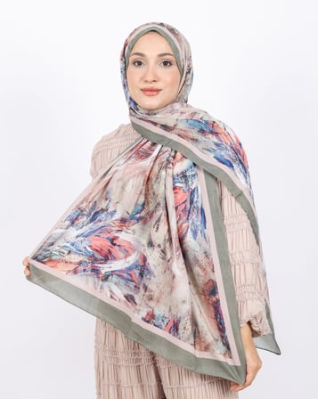 Luissa Bambu Kraş Şal Pastel Desen Haki