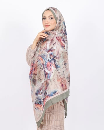 Luissa Bambu Kraş Şal Pastel Desen Haki