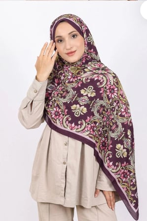 Luissa Bambu Kraş Şal Osmanlı Desen Mor