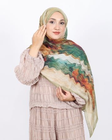 Luissa Bambu Kraş Şal Fırça Desen Fıstık Yeşil