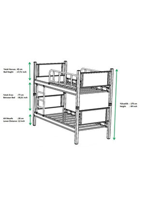 Teknor Genç Çocuk Odası Ahşap Başlıklı 90x200 Metal Ranza