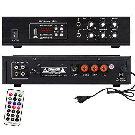 NO-TEL PA-80 Anfi 220V Bluetooth USB SD MIC Kumandalı 80W Trafolu Lcd Ekranlı