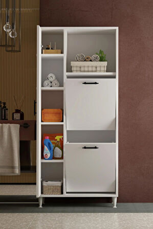 Menekşe 2li Çamaşır Sepetli Çok Amaçlı Dolap