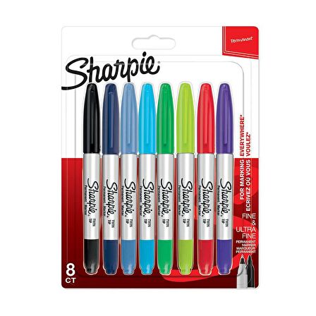 Sharpie Permanent Markör Kalem Twin Tip Karışık Renk 8'li 
