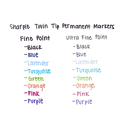 Sharpie Permanent Markör Kalem Twin Tip Karışık Renk 8'li 