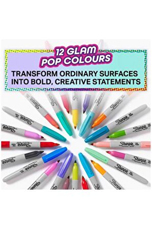 Sharpie Glam Pop Permanent Markers 12li