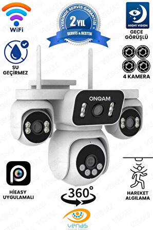 4 Kameralı Wifi Kablolu ve Kablosuz Güvenlik Kamerası