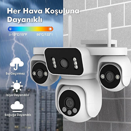 4 Kameralı 8MP 4K WiFi Güvenlik Kamerası – Renkli Gece Görüş IP66