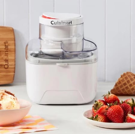 Cuisinart Solo Scoops ICEM10E Dondurma ve Sorbe Makinesi - Beyaz (8W, 475 ml Kapasite)
